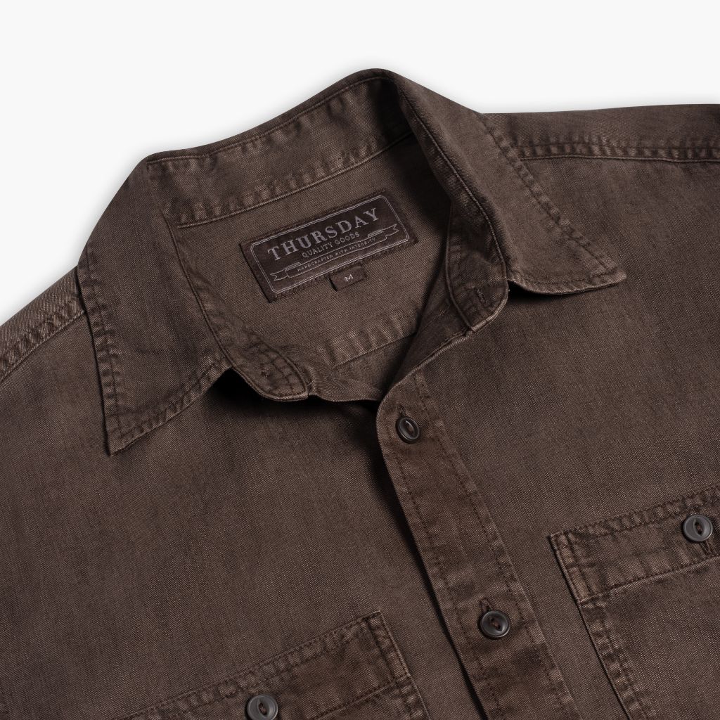 Chambray Workshirt | Brown - Image 4