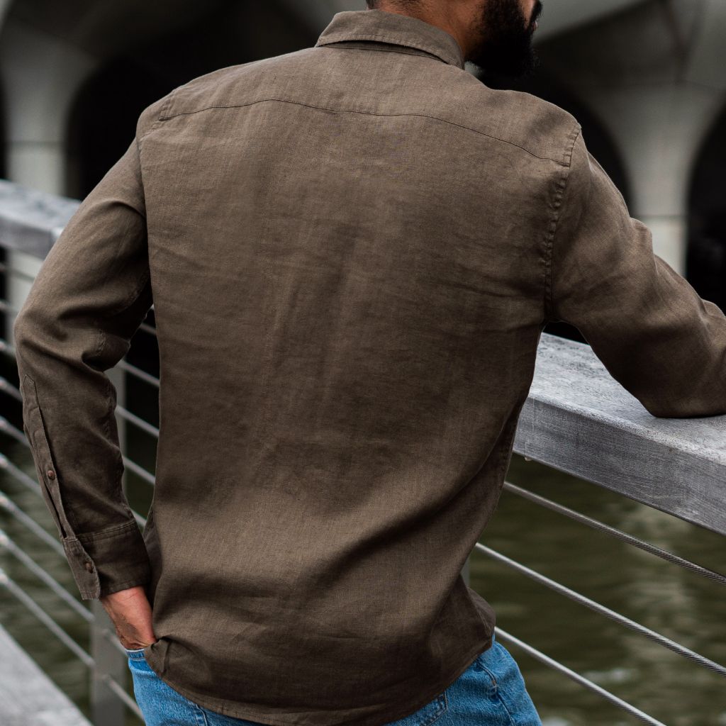 Linen Shirt | Brown - Image 8